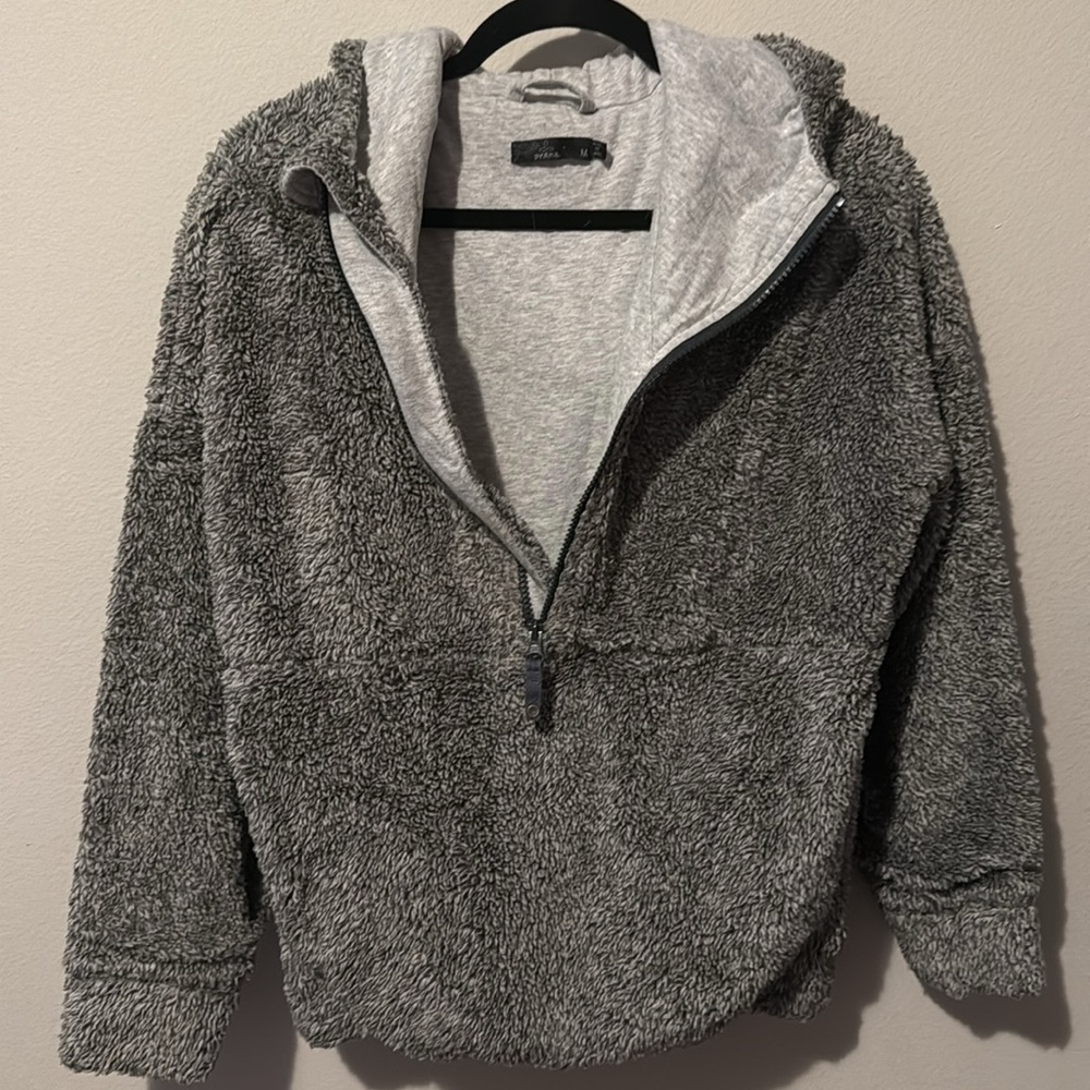 PrAna Permafrost Hoodie 1/2 Zip Pullover Fleece Organic Womens Med Grey GUC - Picture 4 of 7